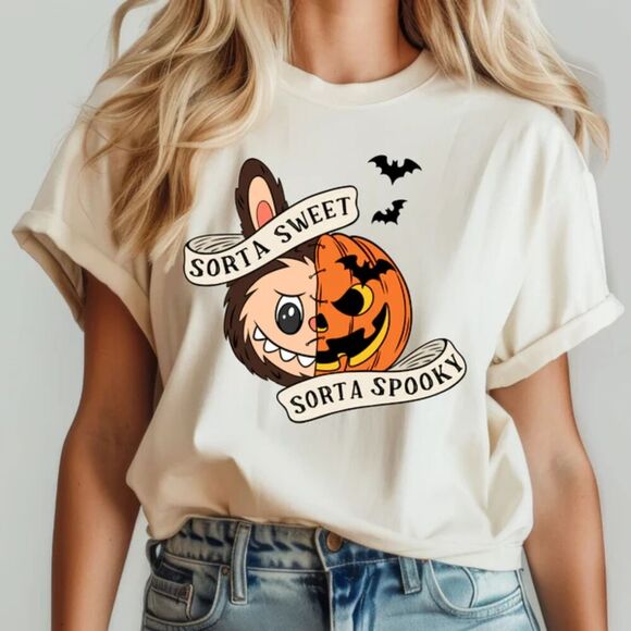 Sorta Sweet Sorta Spooky Labubu NEW white short sleeve shirt - Picture 1 of 1